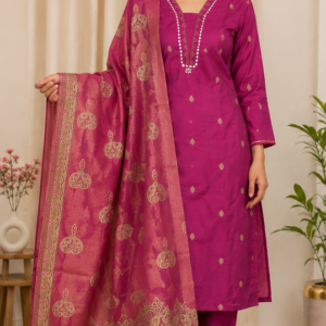 Royal Magenta Ethnic Kurta Set with Designer Dupatta for Women